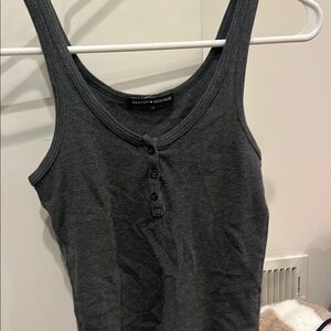 Brandy Melville Fitted Gray Buttoned Tank Top